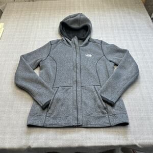 North Face‎ Jacket Womens Medium Gray Hooded Full Zip Fleece Lined Outdoors Coat